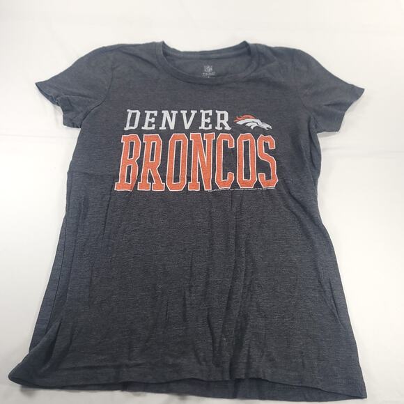 NFL Team Apparel Denver Broncos Casual Short Graphic Shirt Womens Size S Gray - Picture 2 of 9